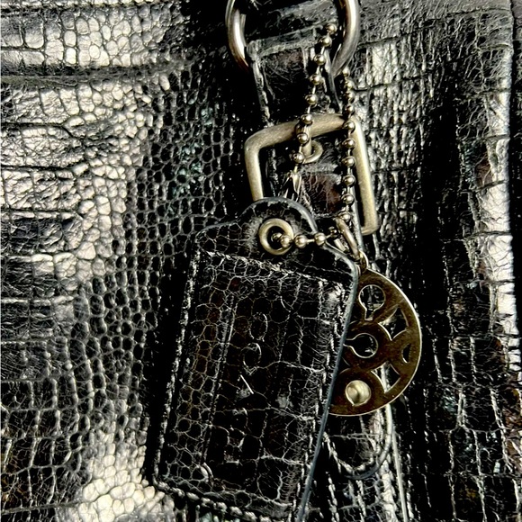 Coach Alexandra Black Leather Alligator Print Bag GUC - Picture 5 of 7